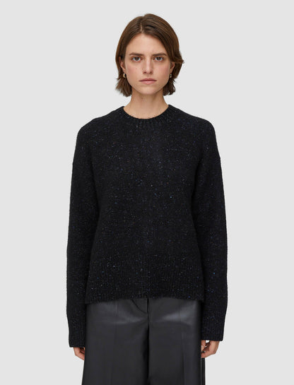 JOSEPH Fashion Women Alpaca Tweed Knit Round Neck Jumper Black