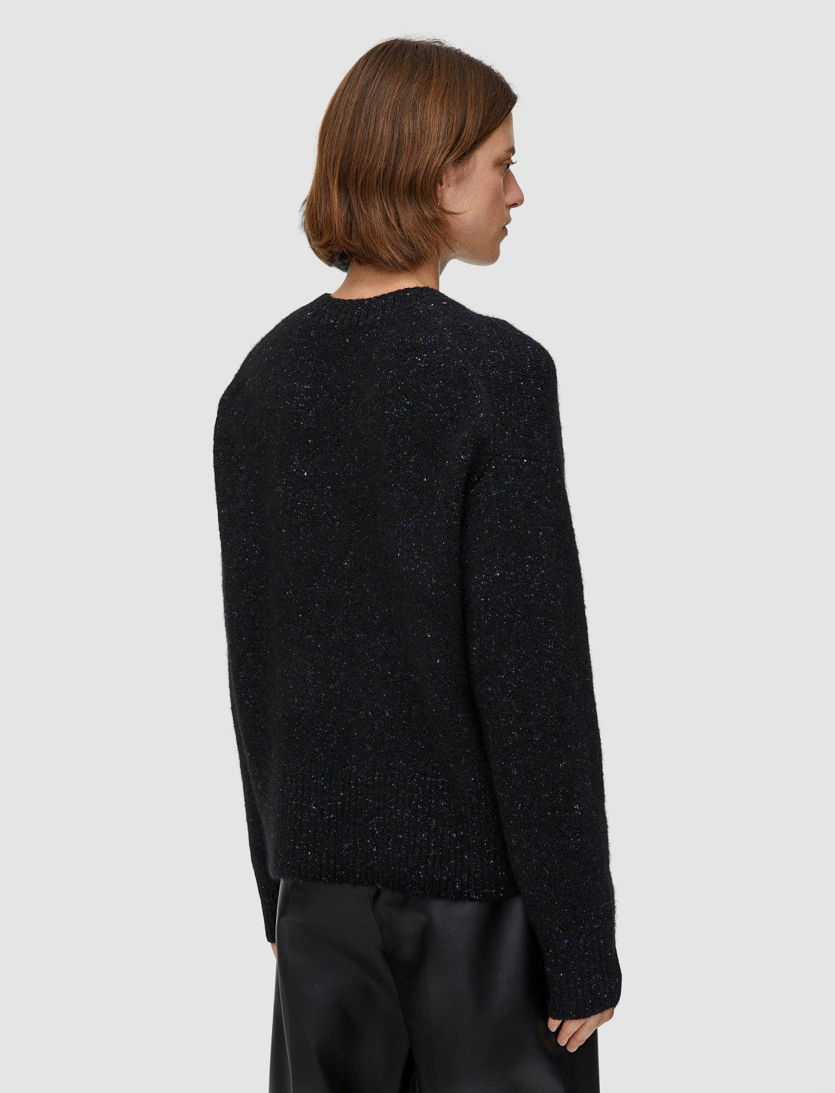 JOSEPH Fashion Women Alpaca Tweed Knit Round Neck Jumper Black