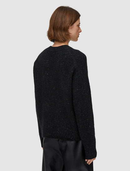 JOSEPH Fashion Women Alpaca Tweed Knit Round Neck Jumper Black