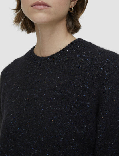 JOSEPH Fashion Women Alpaca Tweed Knit Round Neck Jumper Black