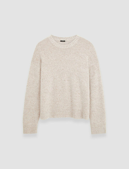 JOSEPH Fashion Women Alpaca Tweed Knit Round Neck Jumper Champagne Melange