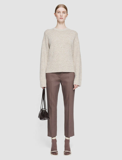JOSEPH Fashion Women Alpaca Tweed Knit Round Neck Jumper Champagne Melange