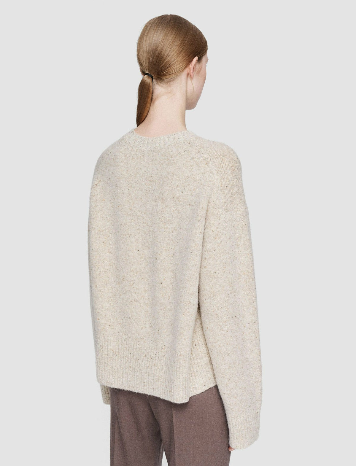 JOSEPH Fashion Women Alpaca Tweed Knit Round Neck Jumper Champagne Melange