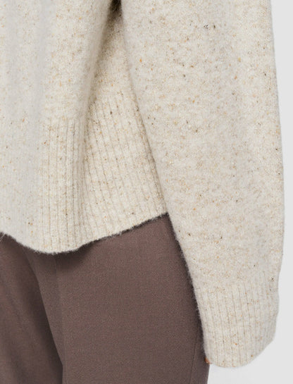 JOSEPH Fashion Women Alpaca Tweed Knit Round Neck Jumper Champagne Melange