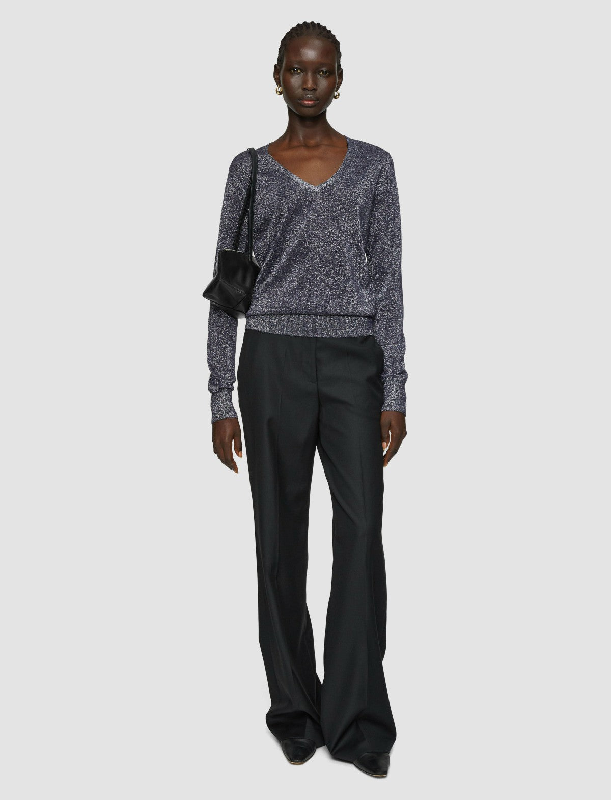 JOSEPH Fashion Women Lurex Knit V Neck Jumper Aurora
