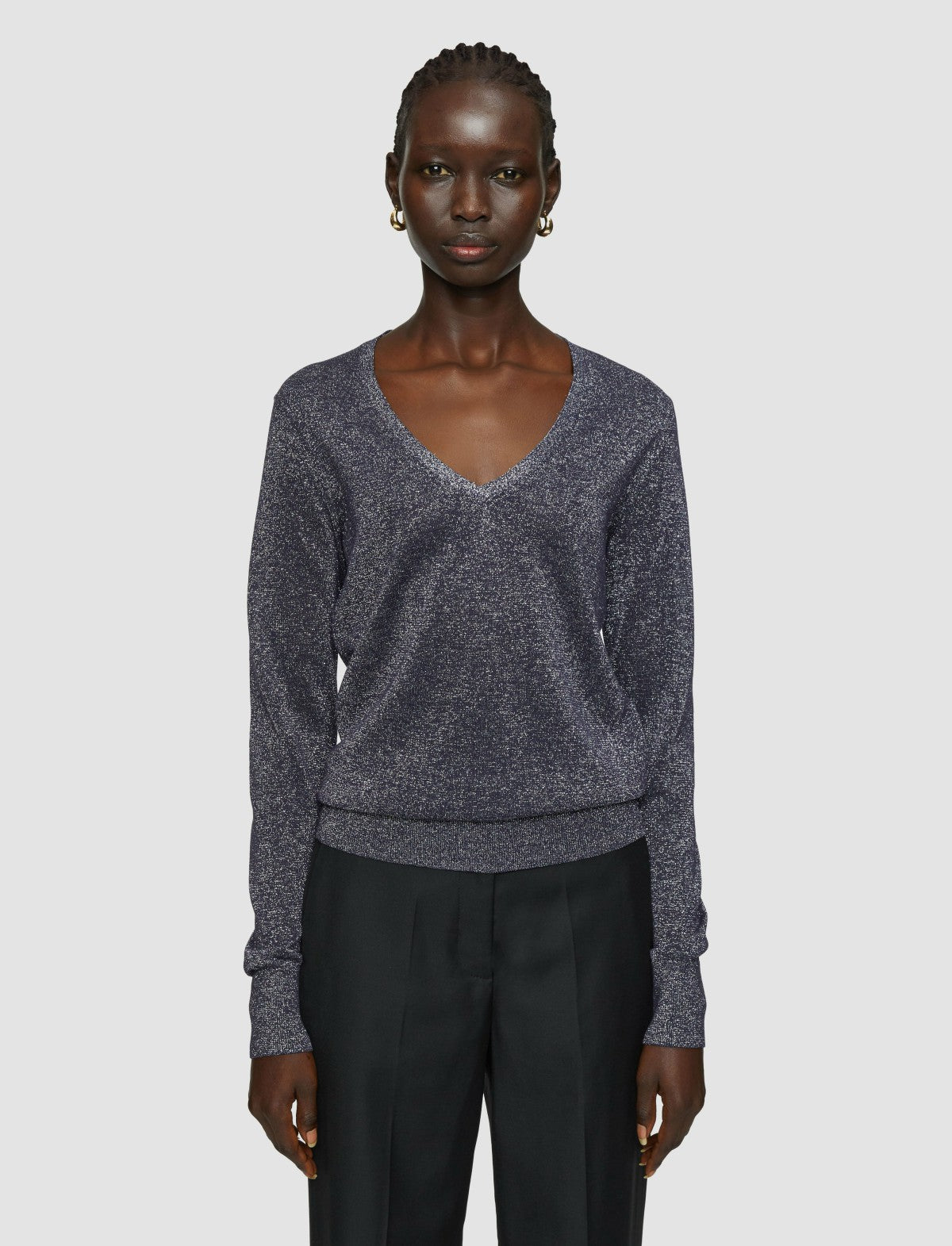 JOSEPH Fashion Women Lurex Knit V Neck Jumper Aurora