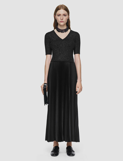 JOSEPH Fashion Women Domat Pleated Lurex Dress Black