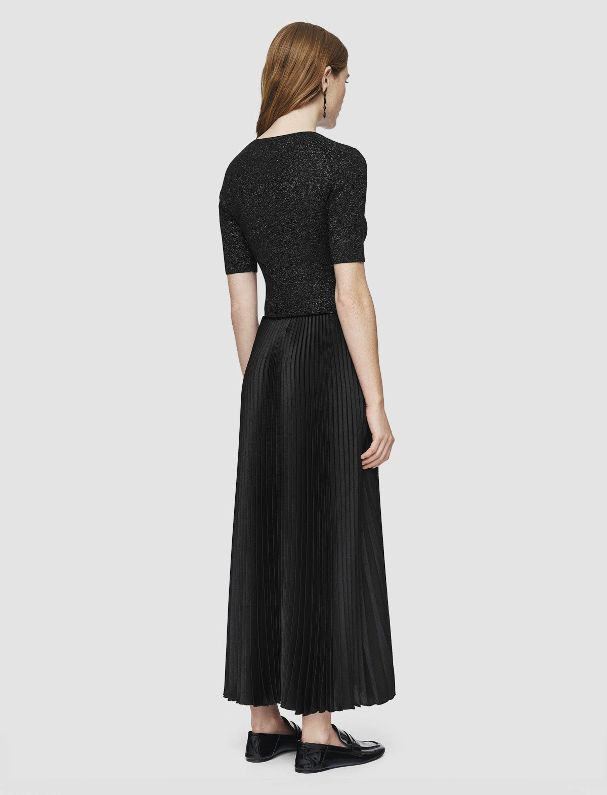 JOSEPH Fashion Women Domat Pleated Lurex Dress Black