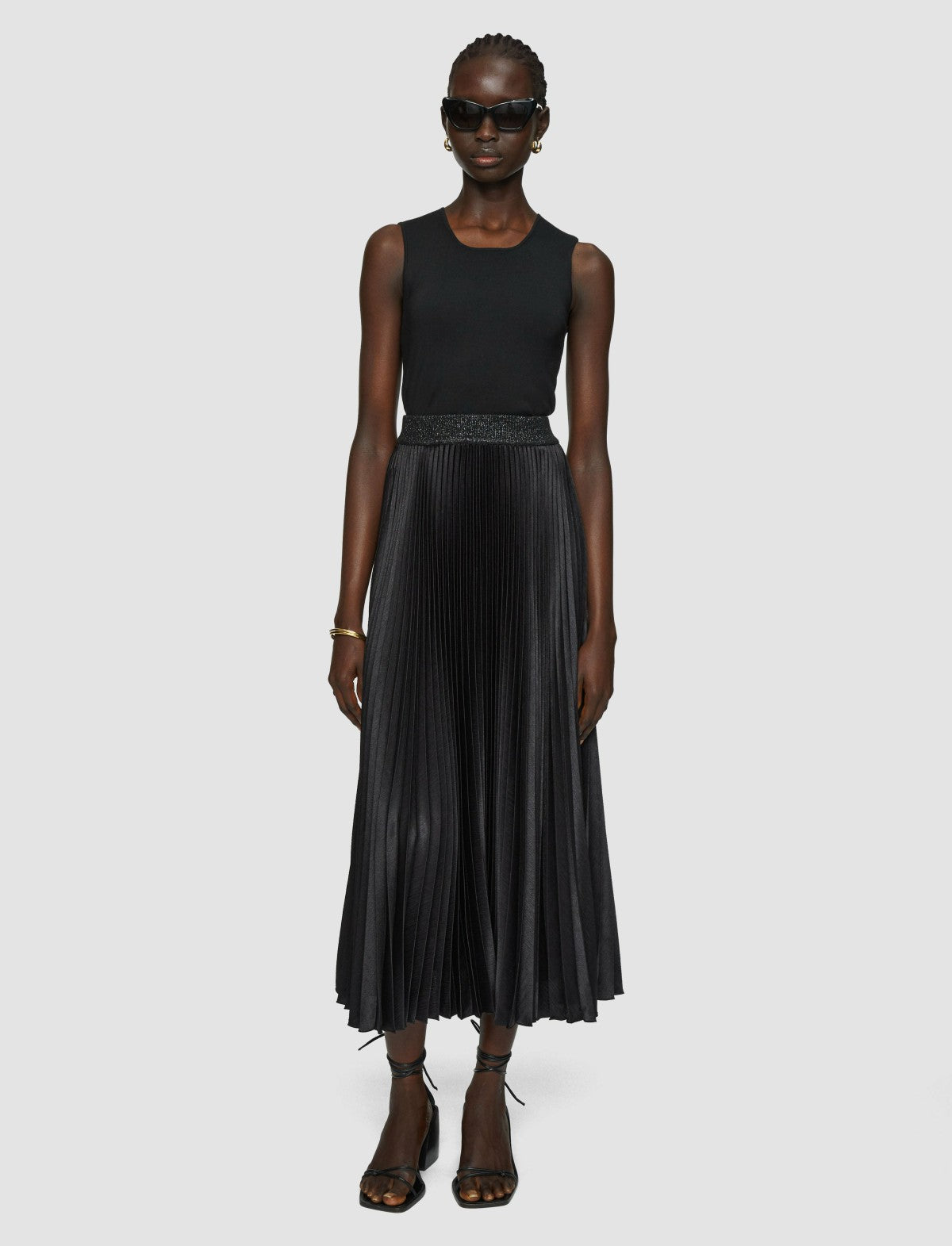 JOSEPH Fashion Women Amelie Pleated Lurex Skirt Black