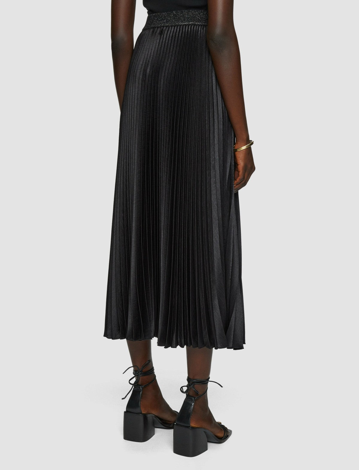 JOSEPH Fashion Women Amelie Pleated Lurex Skirt Black