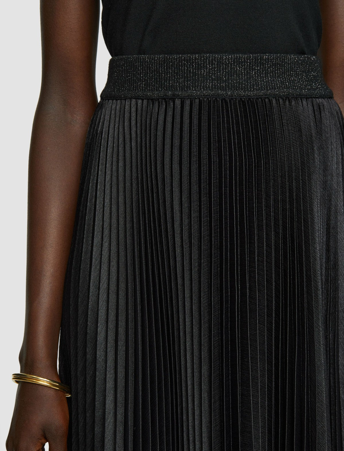 JOSEPH Fashion Women Amelie Pleated Lurex Skirt Black