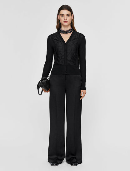 JOSEPH Fashion Women Lace Knit Cardigan Black