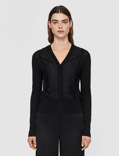 JOSEPH Fashion Women Lace Knit Cardigan Black