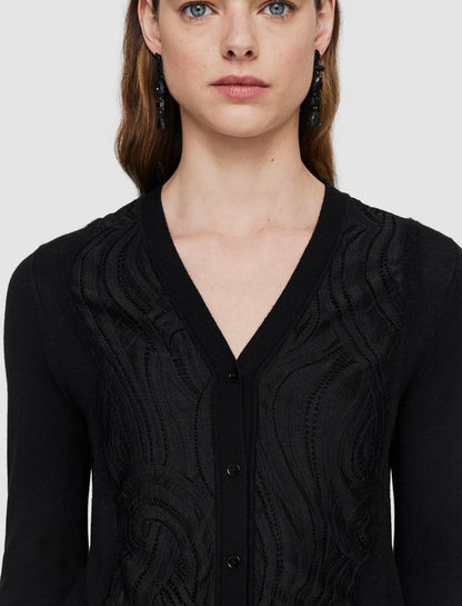 JOSEPH Fashion Women Lace Knit Cardigan Black