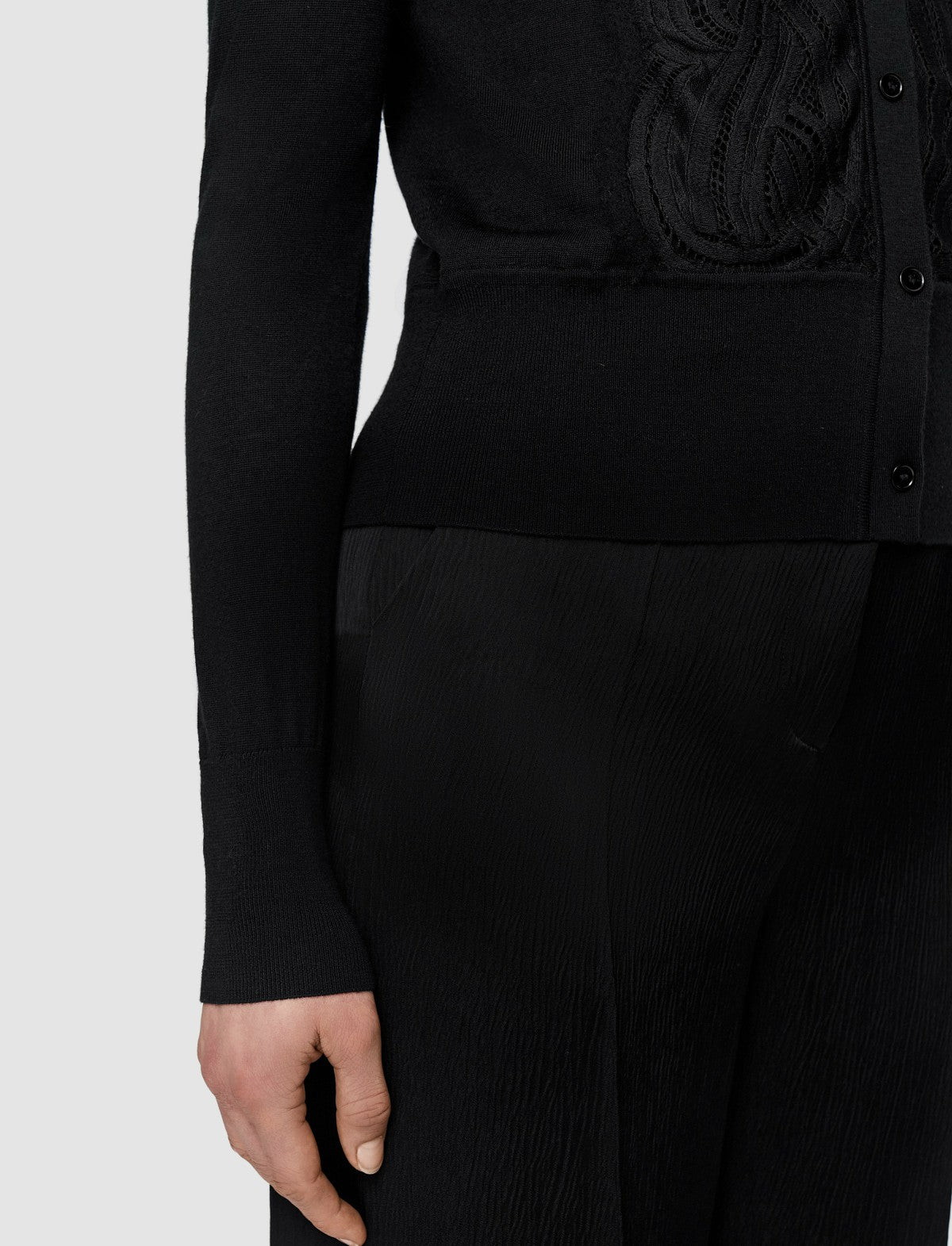 JOSEPH Fashion Women Lace Knit Cardigan Black