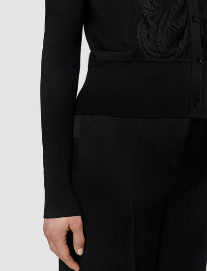 JOSEPH Fashion Women Lace Knit Cardigan Black