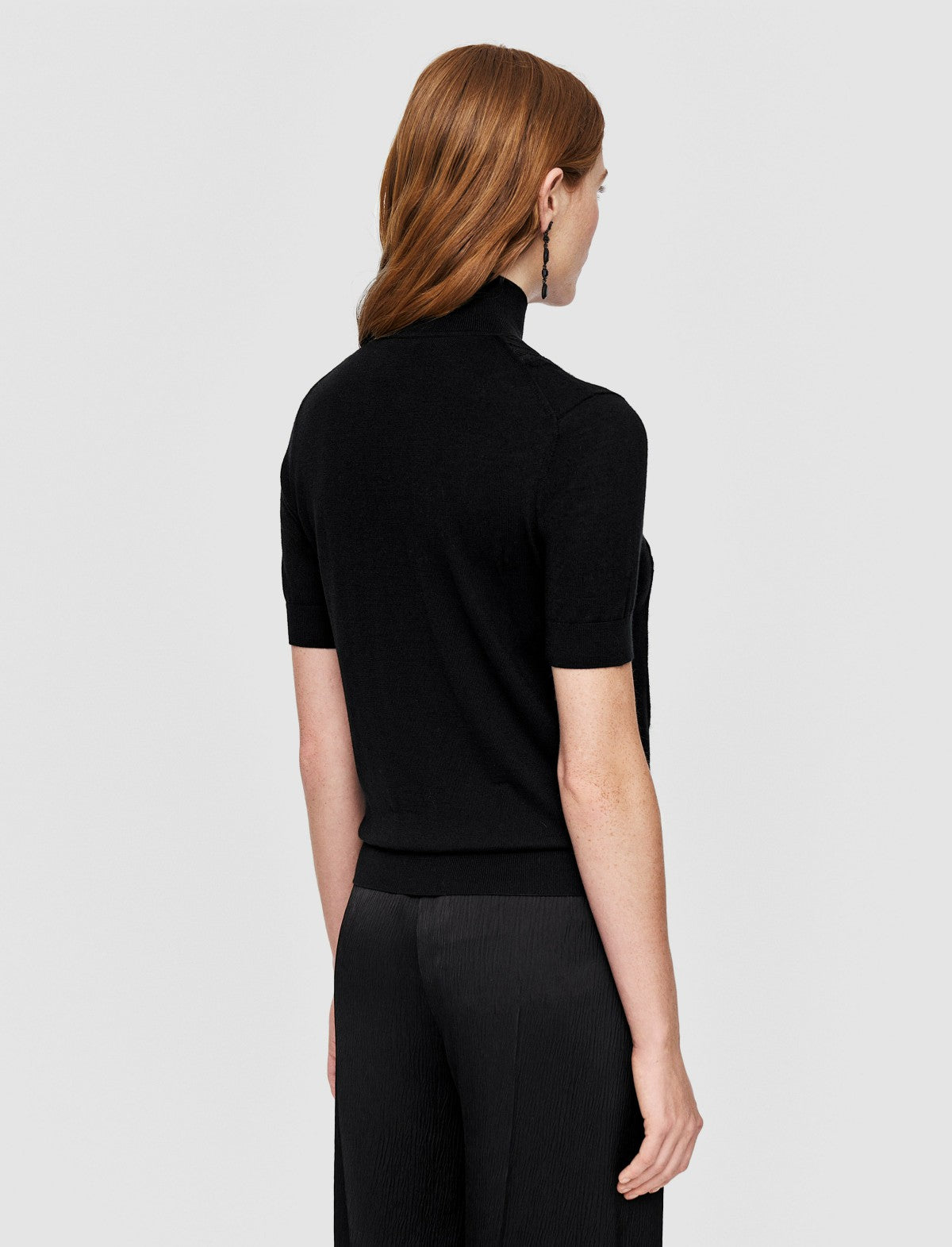 JOSEPH Fashion Women Lace Knit Mock Neck Top Black