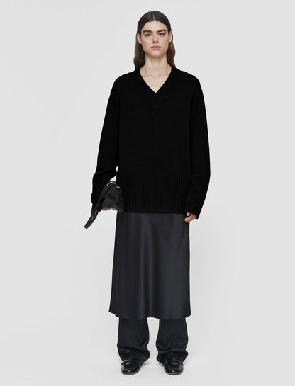 JOSEPH Fashion Women Luxe Cashmere V Neck Jumper Black