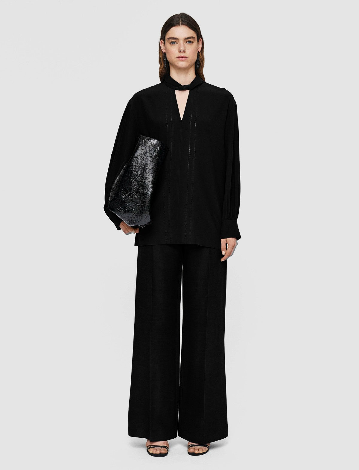 JOSEPH Fashion Women Rivoli Silk Crepe de Chine Blouse Black
