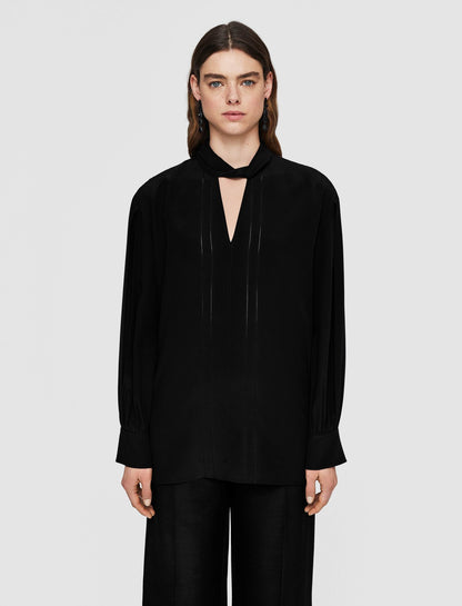 JOSEPH Fashion Women Rivoli Silk Crepe de Chine Blouse Black