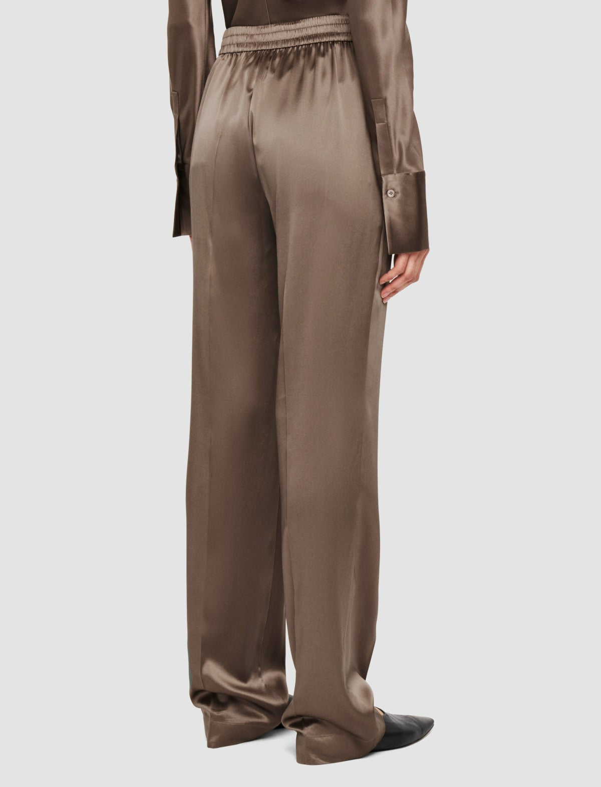 JOSEPH Fashion Women Tova Silk Satin Trousers Escargot