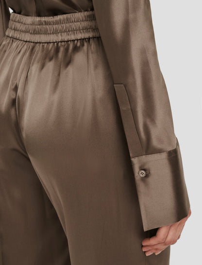 JOSEPH Fashion Women Tova Silk Satin Trousers Escargot