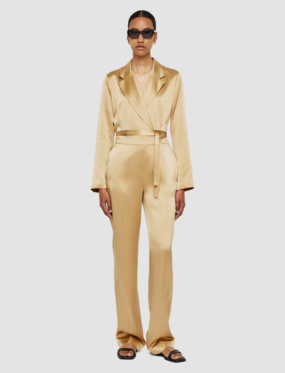 JOSEPH Fashion Women Tova Silk Satin Trousers Desert Sand