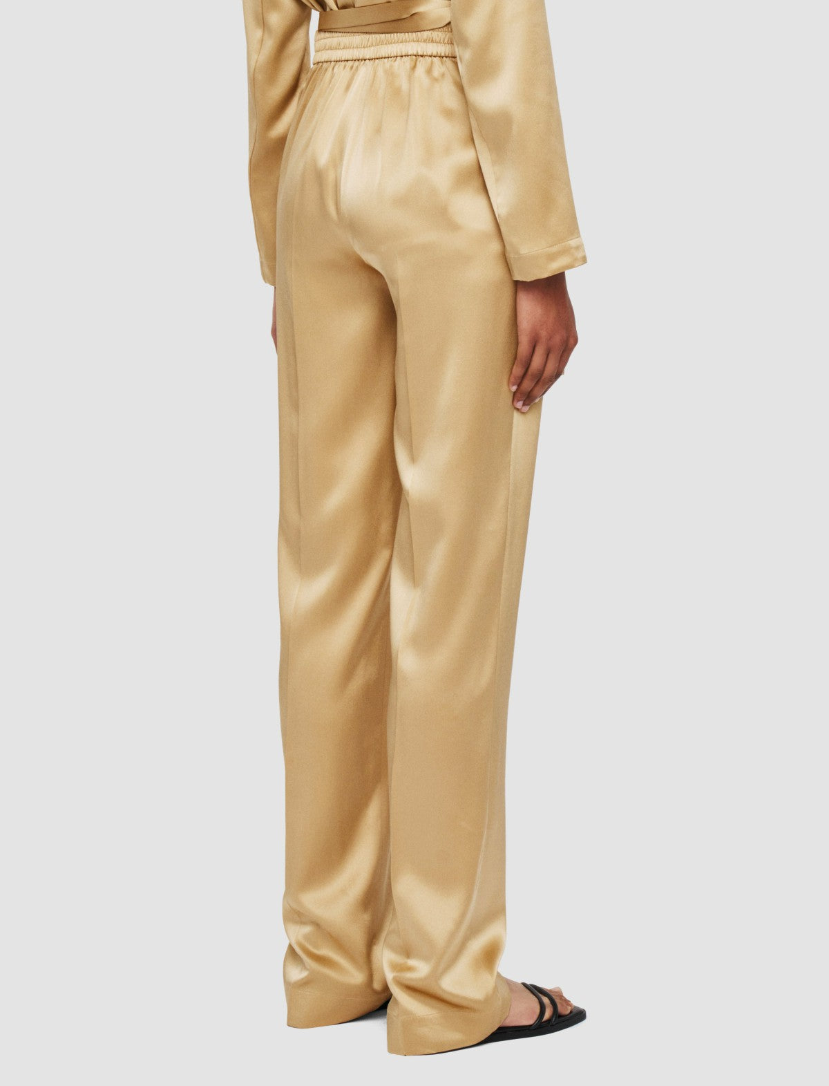 JOSEPH Fashion Women Tova Silk Satin Trousers Desert Sand