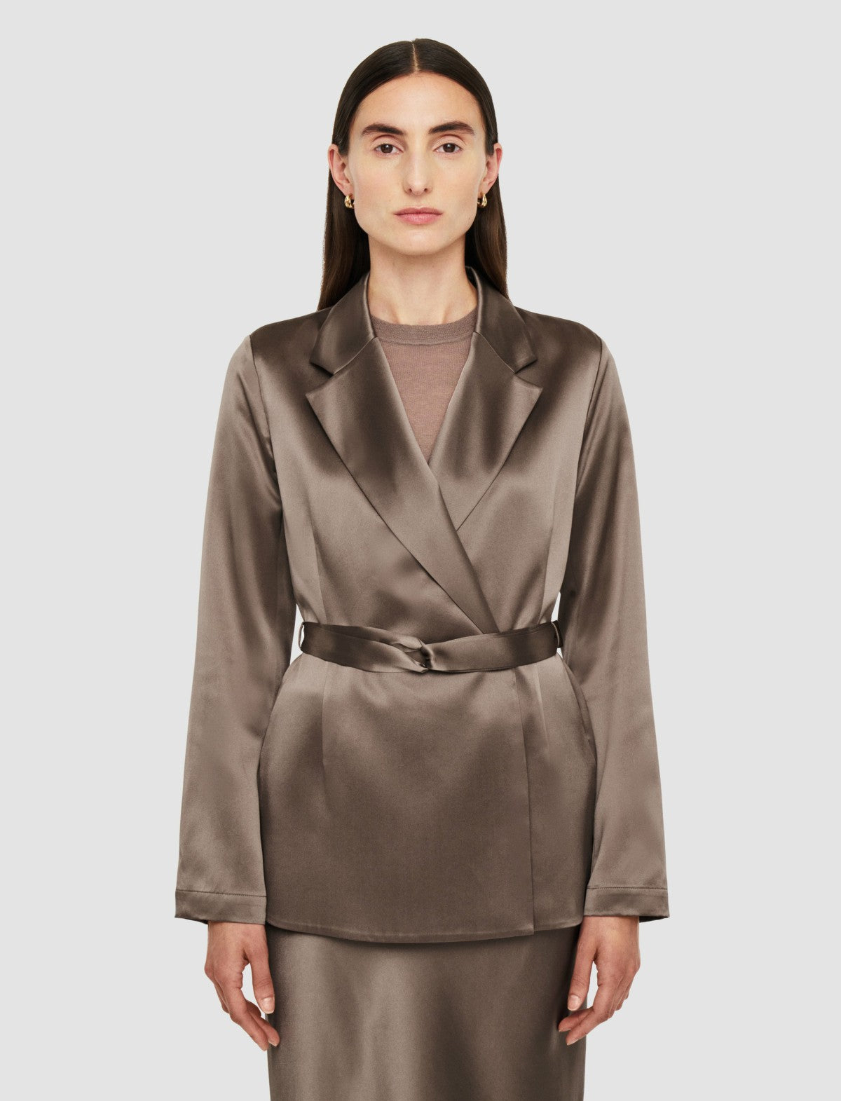 JOSEPH Fashion Women Joubert Silk Satin Jacket Escargot