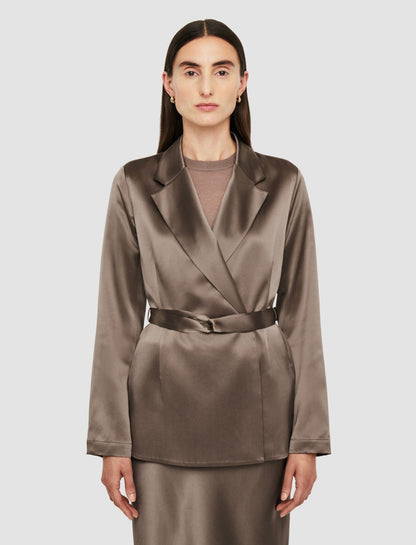 JOSEPH Fashion Women Joubert Silk Satin Jacket Escargot