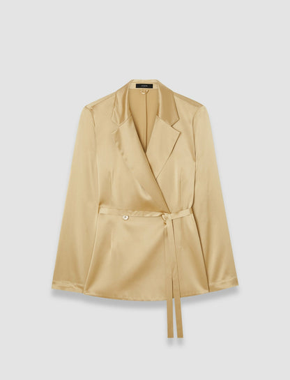 JOSEPH Fashion Women Joubert Silk Satin Jacket Desert Sand