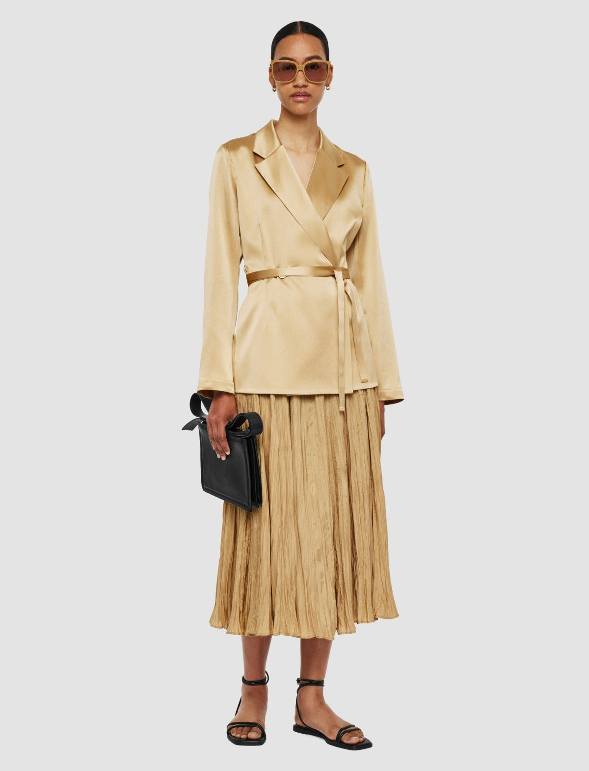 JOSEPH Fashion Women Joubert Silk Satin Jacket Desert Sand
