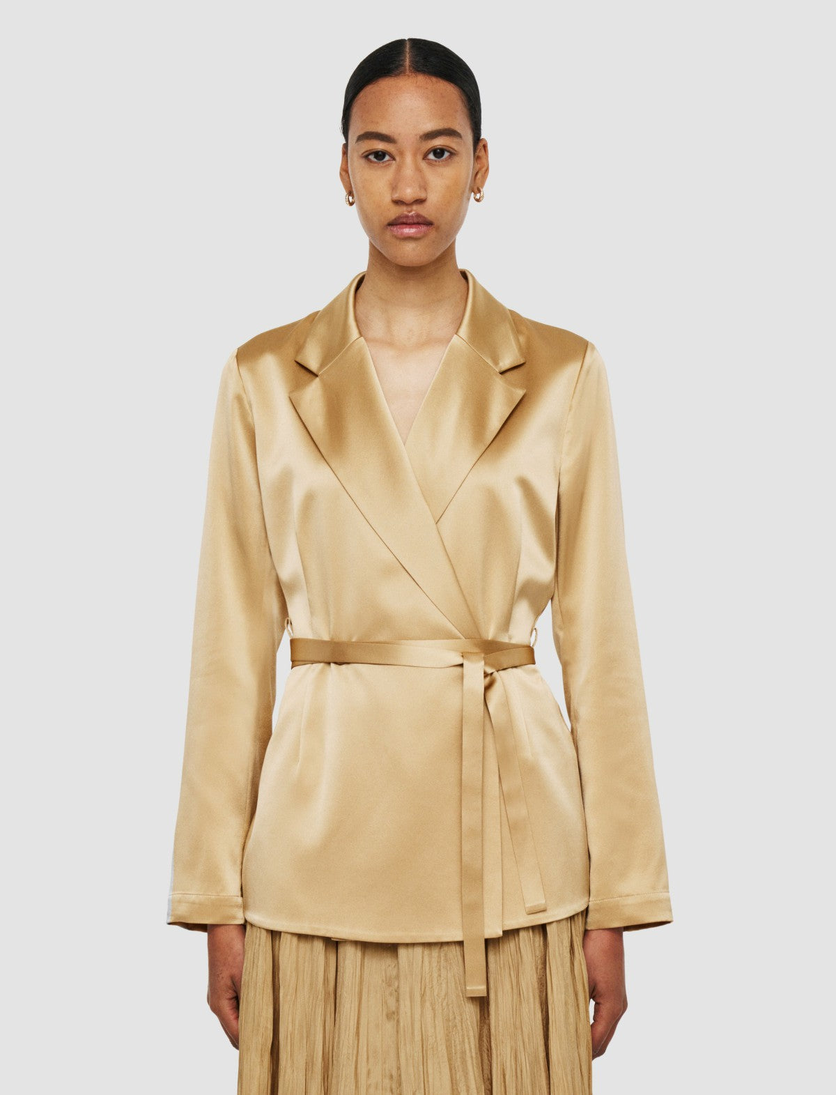 JOSEPH Fashion Women Joubert Silk Satin Jacket Desert Sand