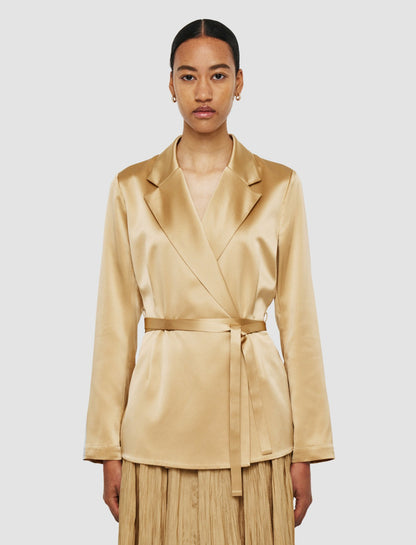 JOSEPH Fashion Women Joubert Silk Satin Jacket Desert Sand
