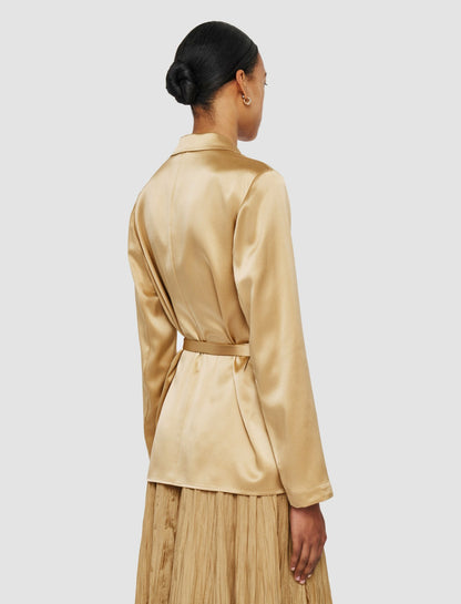 JOSEPH Fashion Women Joubert Silk Satin Jacket Desert Sand
