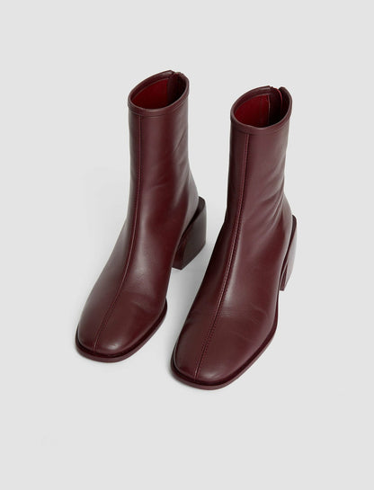 JOSEPH Fashion Women Leather Ankle Boots Merlot