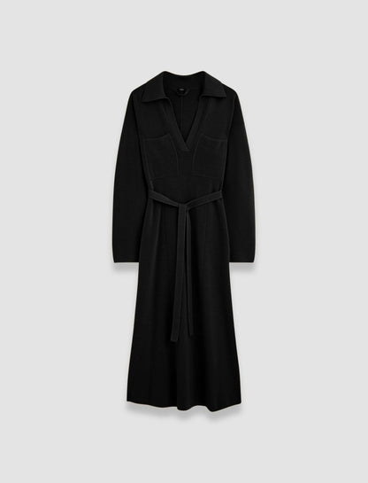 JOSEPH Fashion Women Milano Knitted Wool Dress Black