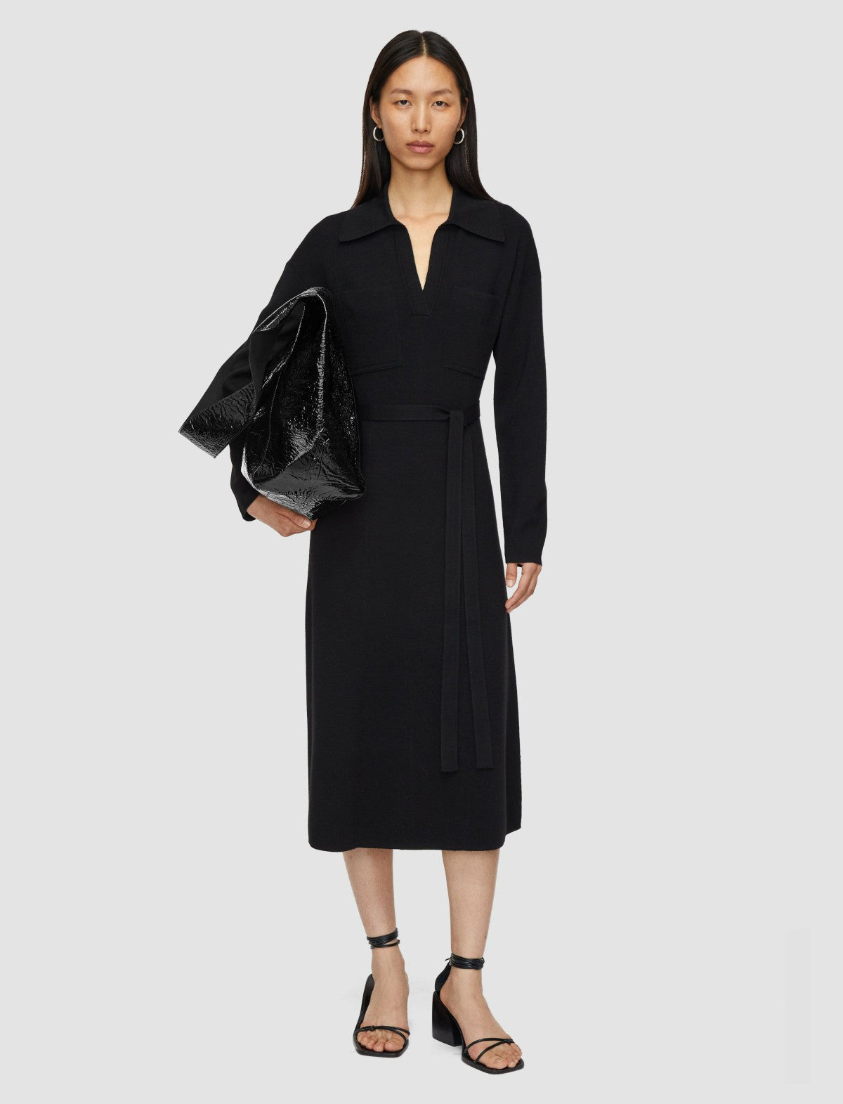 JOSEPH Fashion Women Milano Knitted Wool Dress Black