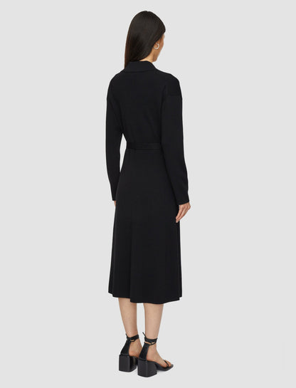 JOSEPH Fashion Women Milano Knitted Wool Dress Black