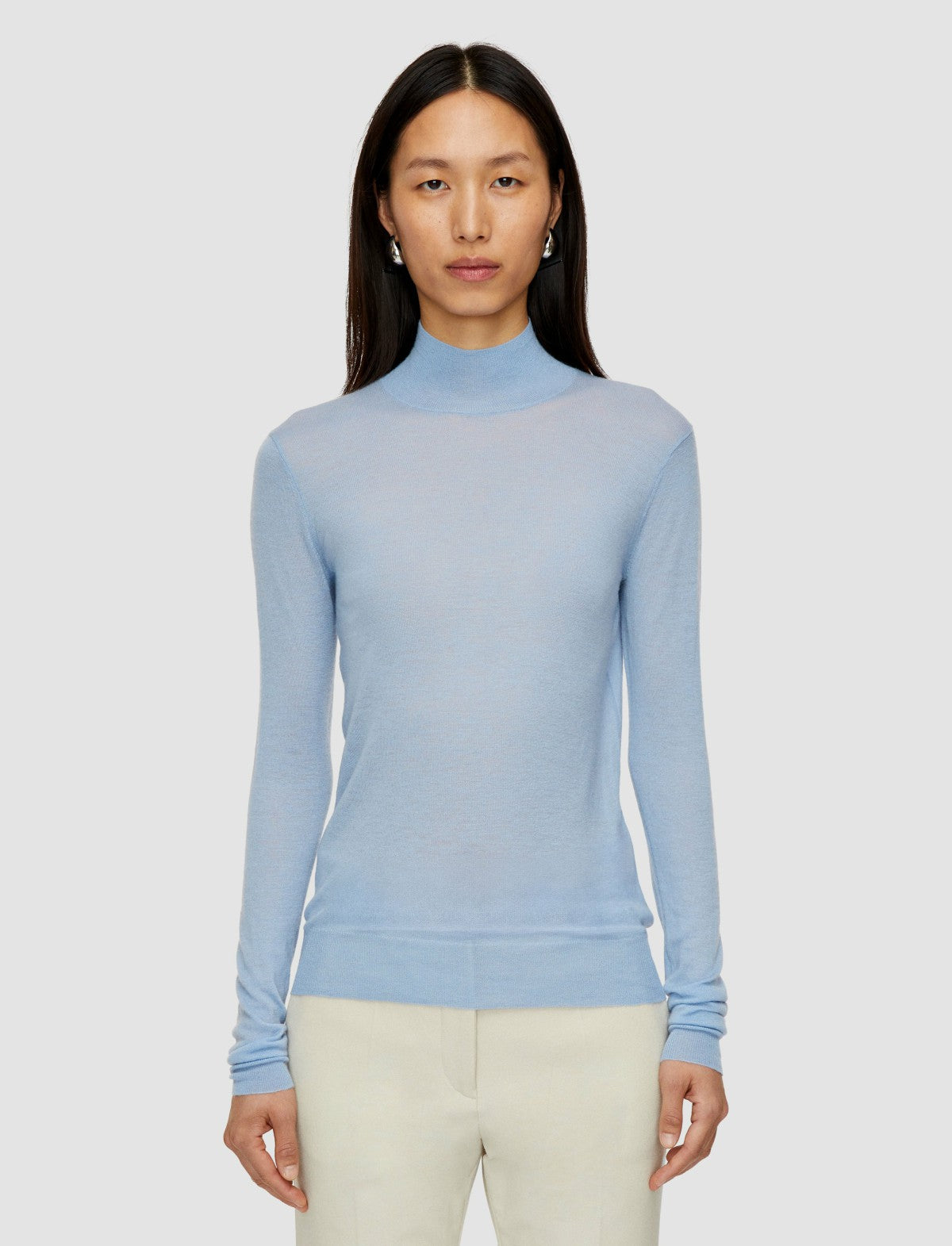 JOSEPH Fashion Women Cashair High Neck Jumper Faded Sky