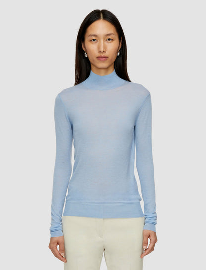 JOSEPH Fashion Women Cashair High Neck Jumper Faded Sky