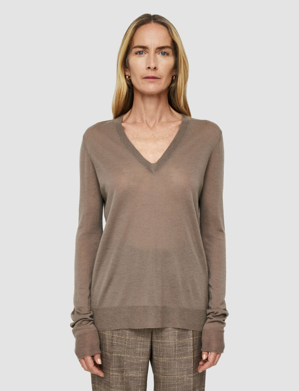 JOSEPH Fashion Women Cashair V Neck Jumper Escargot