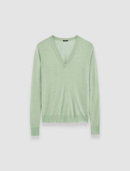 JOSEPH Fashion Women Cashair V Neck Jumper Matcha