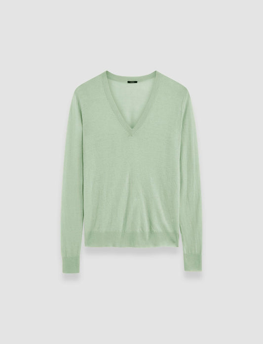 JOSEPH Fashion Women Cashair V Neck Jumper Matcha