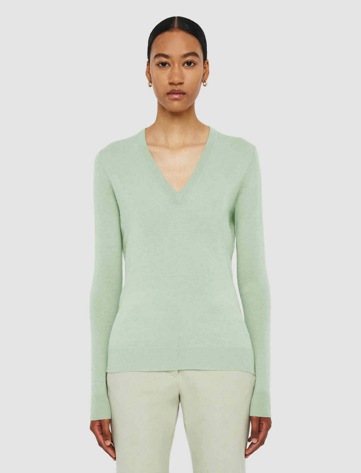 JOSEPH Fashion Women Cashair V Neck Jumper Matcha