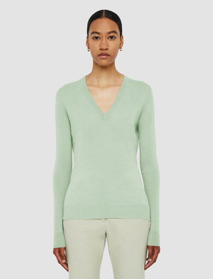 JOSEPH Fashion Women Cashair V Neck Jumper Matcha