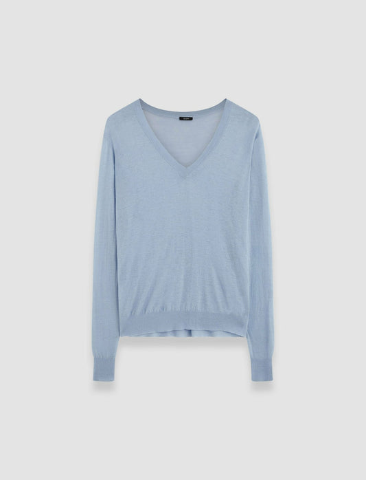 JOSEPH Fashion Women Cashair V Neck Jumper Faded Sky