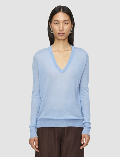 JOSEPH Fashion Women Cashair V Neck Jumper Faded Sky