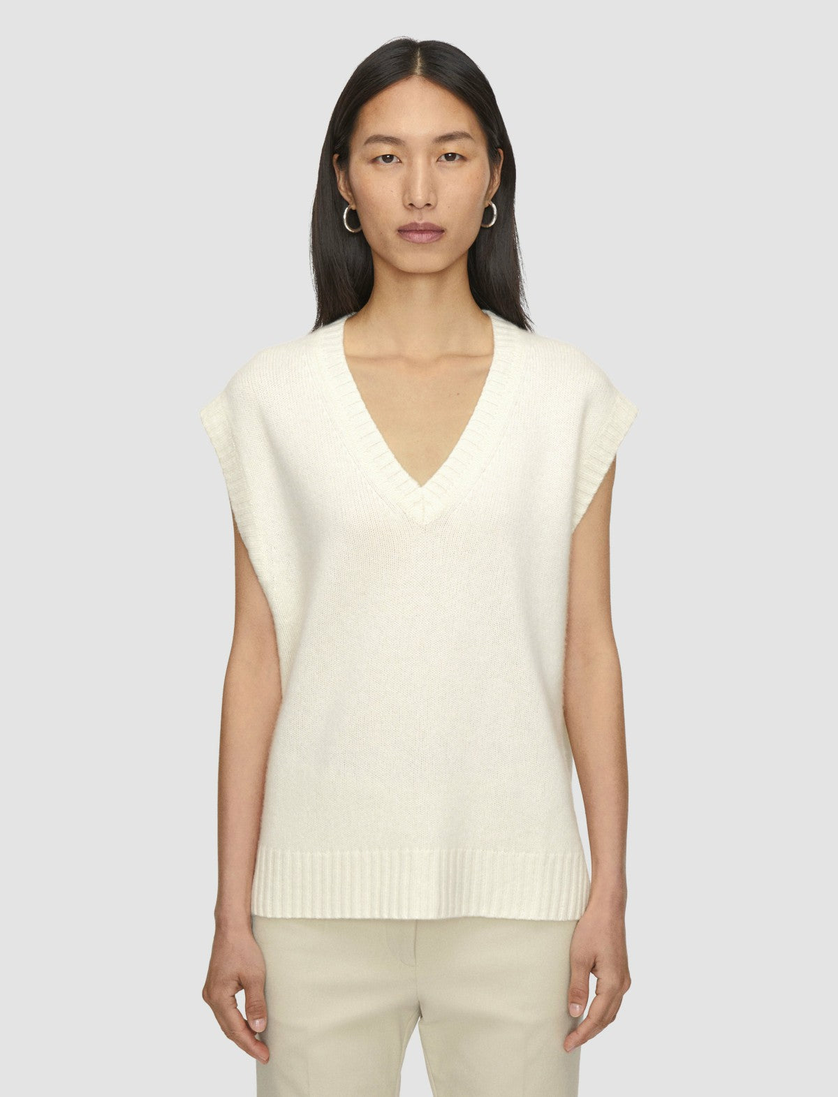 JOSEPH Fashion Women Open Cashmere Vest Ivory