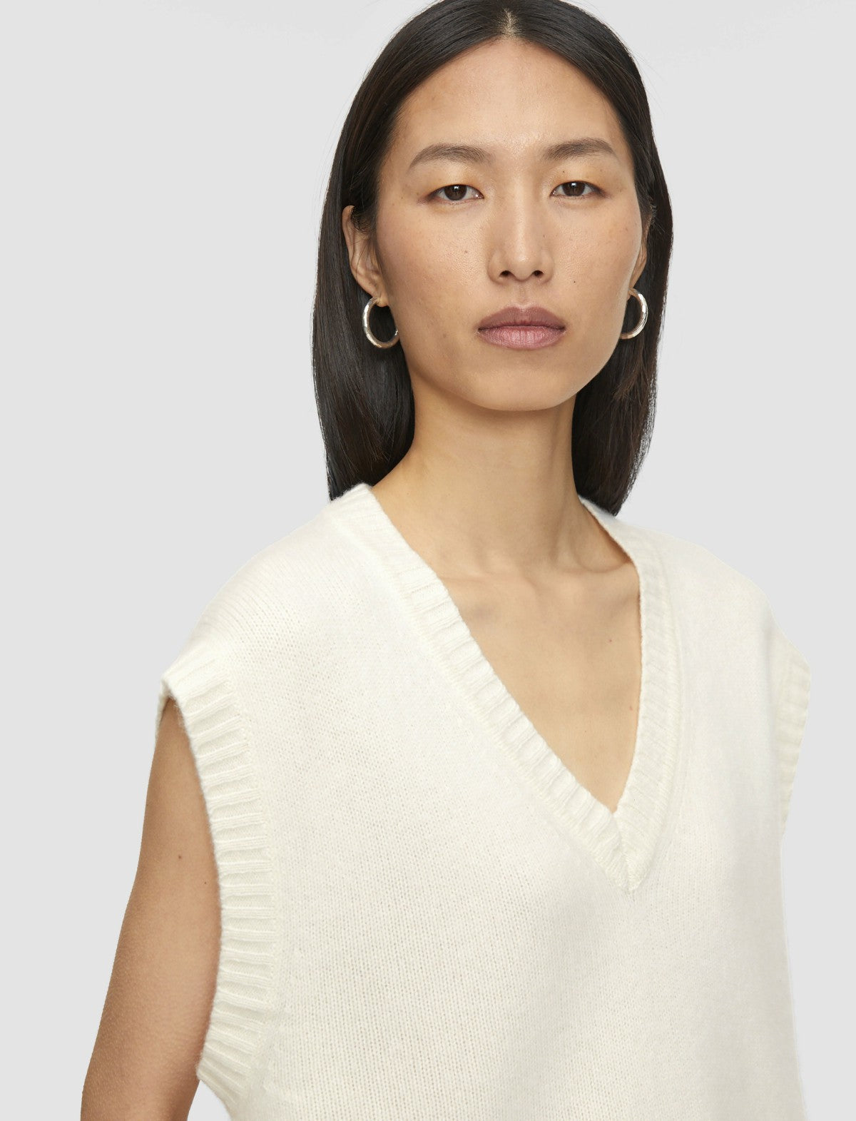 JOSEPH Fashion Women Open Cashmere Vest Ivory